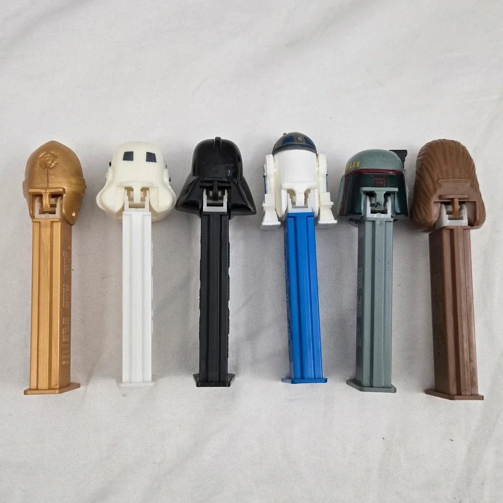 VTG 90s Star Wars PEZ Dispenser Lot 6 Boba Fett Vader C-3PO Stormtrooper‎ R2-D2